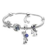 Space Charm Bracelet with Star Moon Beads for Women