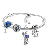 Space Charm Bracelet with Star Moon Beads for Women