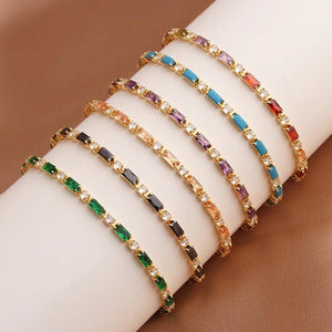 Adjustable CZ Tennis Bracelet Rainbow Zircon Charm Hand Chain
