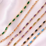 Adjustable CZ Tennis Bracelet Rainbow Zircon Charm Hand Chain