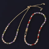 Adjustable CZ Tennis Bracelet Rainbow Zircon Charm Hand Chain