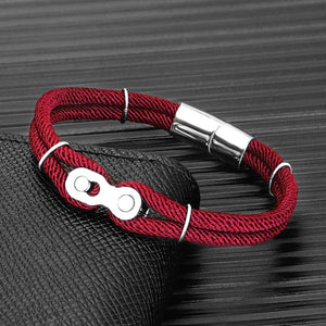 Punk Rock Bike Chain Rope Bracelet Stainless Steel Magnet Buckle Jewelry