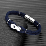 Punk Rock Bike Chain Rope Bracelet Stainless Steel Magnet Buckle Jewelry