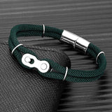 Punk Rock Bike Chain Rope Bracelet Stainless Steel Magnet Buckle Jewelry