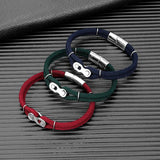 Punk Rock Bike Chain Rope Bracelet Stainless Steel Magnet Buckle Jewelry