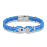 Punk Rock Bike Chain Rope Bracelet Stainless Steel Magnet Buckle Jewelry