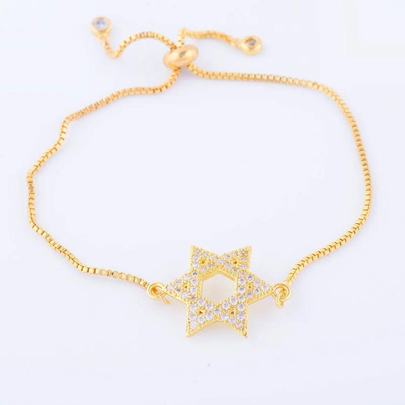 Micro Pave Zircon Star Of David Bracelet for Women Girls