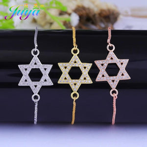 Micro Pave Zircon Star Of David Bracelet for Women Girls