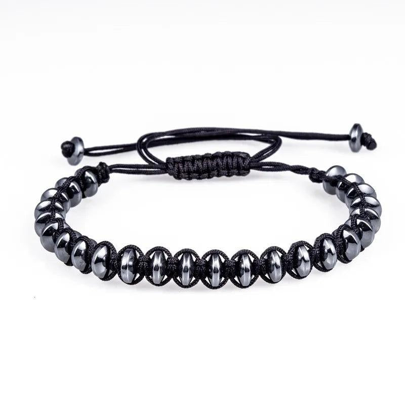 Men's Hematite Stone Rope Bracelet