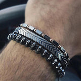 Men's Hematite Stone Rope Bracelet