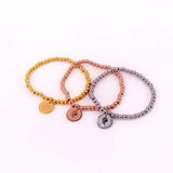 Elastic Rope Bead Bracelet Queen Head Bracelet Women Stainless Steel