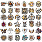 6pcs Mixed Brown Flower 18mm Snap Buttons for Leather Bracelets
