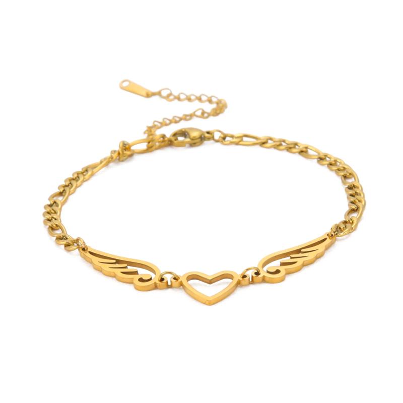 Heart Angel Wings Chain Bracelets Steel Hand Bracelet Jewelry Gift