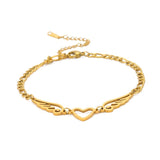 Heart Angel Wings Chain Bracelets Steel Hand Bracelet Jewelry Gift