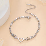 Heart Angel Wings Chain Bracelets Steel Hand Bracelet Jewelry Gift