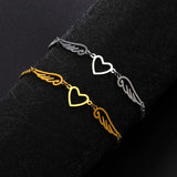 Heart Angel Wings Chain Bracelets Steel Hand Bracelet Jewelry Gift