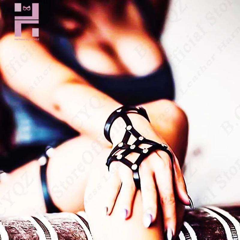 Sexy PU Leather Harness Bracelets for Women Hand