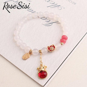 Chinese Elastic Bracelet Beads Money Bag Pendant Jewelry