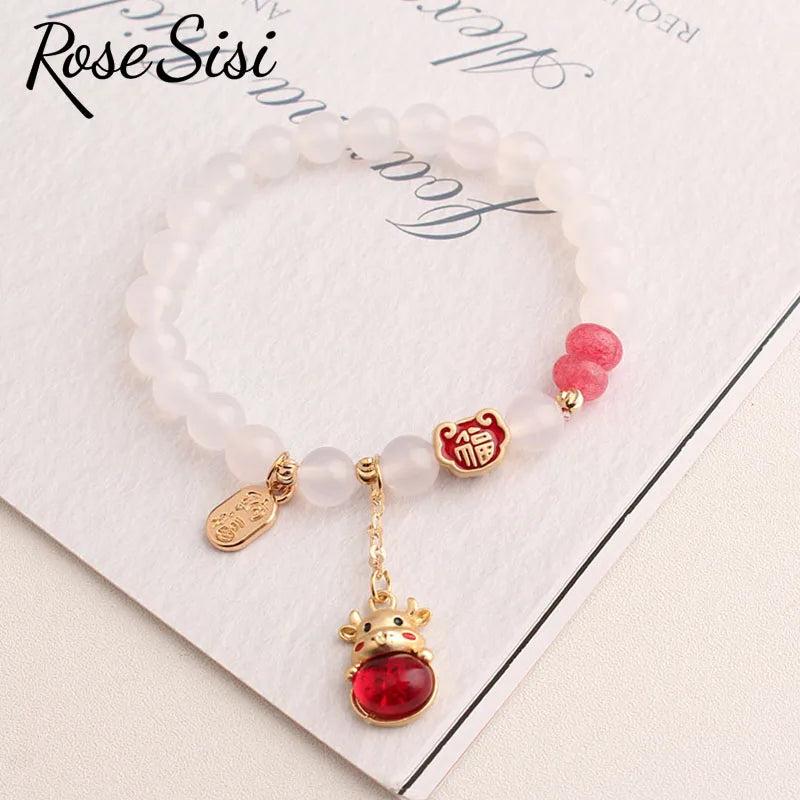 Chinese Elastic Bracelet Beads Money Bag Pendant Jewelry