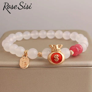 Chinese Elastic Bracelet Beads Money Bag Pendant Jewelry