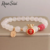 Chinese Elastic Bracelet Beads Money Bag Pendant Jewelry
