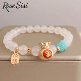 Chinese Elastic Bracelet Beads Money Bag Pendant Jewelry