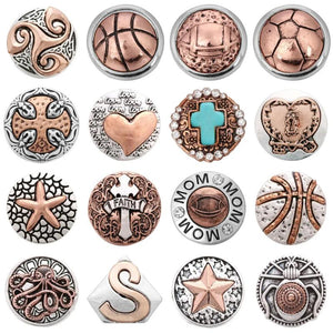 6pcs Cross Ball 18mm Snap Buttons for Snap Bracelet DIY Bracelets