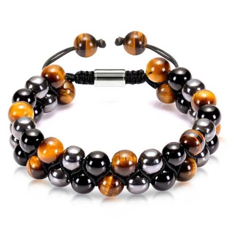 Hematite Agate Tigers Eye Stone Bracelet