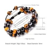 Hematite Agate Tigers Eye Stone Bracelet