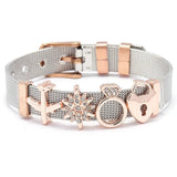 MOM Mesh Bracelet Heart Lock Crown Charms Mother's Gift