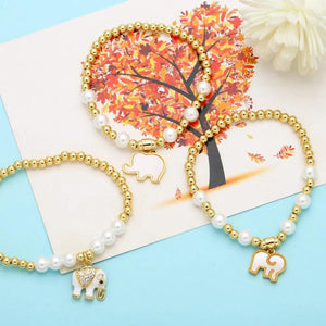 Copper Plated Shell Elephant Bracelet Beads Elastic Faith Animal Jewelry
