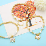 Copper Plated Shell Elephant Bracelet Beads Elastic Faith Animal Jewelry