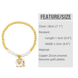 Copper Plated Shell Elephant Bracelet Beads Elastic Faith Animal Jewelry