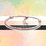 Silver Snake Chain Slider Bracelet for Charms Beads DIY Jewelry