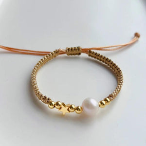 KKBEAD Braided Yarn Pearl Bracelet Unfade Plated Beads Pulseras Femme