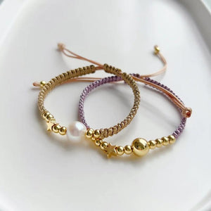 KKBEAD Braided Yarn Pearl Bracelet Unfade Plated Beads Pulseras Femme