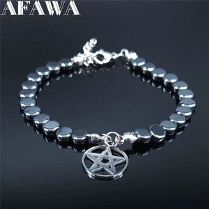 Witchcraft Pentagram Stainless Steel Chain Bracelet Women Silver Jewelry