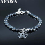 Witchcraft Pentagram Stainless Steel Chain Bracelet Women Silver Jewelry