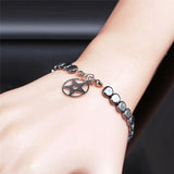 Witchcraft Pentagram Stainless Steel Chain Bracelet Women Silver Jewelry