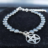Witchcraft Pentagram Stainless Steel Chain Bracelet Women Silver Jewelry