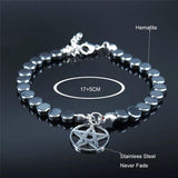 Witchcraft Pentagram Stainless Steel Chain Bracelet Women Silver Jewelry
