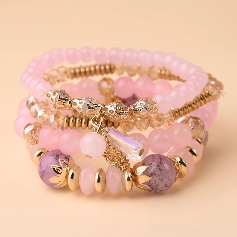 4Pcs/Set Natural Stone Crystal Bracelets For Women Therapeutic Magnetic Jewelry