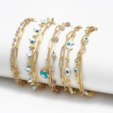 Evil Eye Adjustable Stone Beads 2 Layer Bracelet for Women