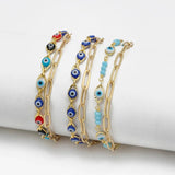 Evil Eye Adjustable Stone Beads 2 Layer Bracelet for Women