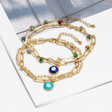 Evil Eye Adjustable Stone Beads 2 Layer Bracelet for Women