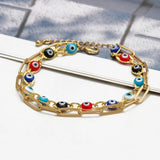 Evil Eye Adjustable Stone Beads 2 Layer Bracelet for Women
