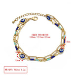 Evil Eye Adjustable Stone Beads 2 Layer Bracelet for Women
