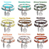 Vintage Beads Bracelet Set for Women Men Tree Of Life Pendent Bangle