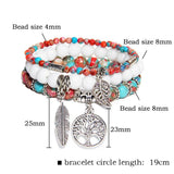 Vintage Beads Bracelet Set for Women Men Tree Of Life Pendent Bangle
