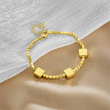 LAMENGLY Green Stone Zircon Chain Bracelet for Women